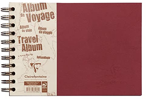 Clairefontaine 781162C - Reisealbum Age Bag, DIN A5, 14,8 x 21 cm quer, liniert, 40 Blatt,120 g) rot