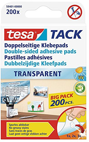 tesa 59401 Doppelseitige Klebepads TACK, große Packung (200 Stück)