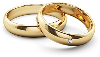 Ardeo Aurum Trauringe Damenring und Herrenring aus 375 Gold Gelbgold mit 0,02 ct Diamant Brillant Eheringe Paarpreis