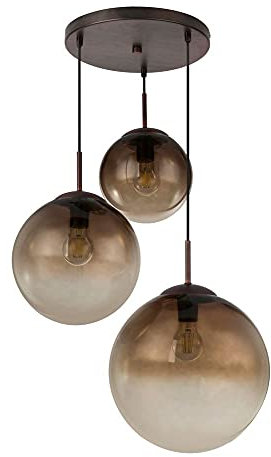 Globo Hänge Leuchte 3 Kugeln braun Glas Wohn Ess Zimmer Beleuchtung Lampe Strahler 15865-3, medium