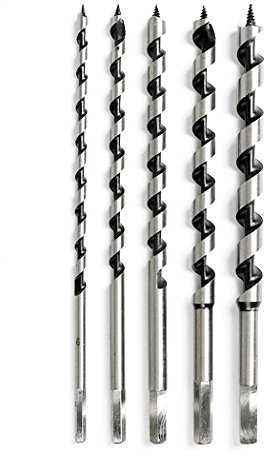 Wisfor Wood Drill Bit Sets, 5Pcs Extra Long Woodworking Drill Bit Sets 6-14mm Carbon Steel Spiral Drilling Hole Cutter Hex Shank 9 Inch Auger Bit for Home Improvement Industrial Workshop