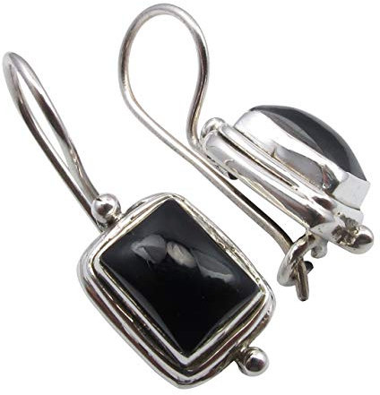SilverStarJewel 925 Sterling Silber Verlobungsschmuck Schwarz Onyx Ohrringe 2,5 cm