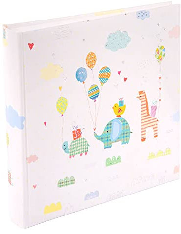 goldbuch 24 469 Babyfotobuch Unisex, Babyalbum Weiß, Foto Buch Einband Kunstdruck mit Silberprägung, Fotoalbum Animal Parade, 25 x 25 x 4 cm