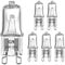 AHEVO G9 Oven Bulbs 25W Clear Halogen Lights 230V 300℃，Pack of 6