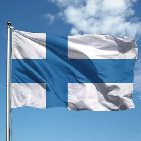 Bandiera FINLANDIA 90x150 cm in poliestere, con doppia piega perimetrale e asola.