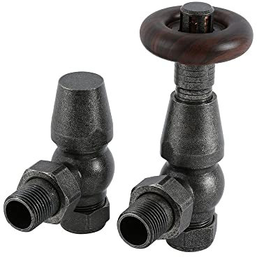 Milano Windsor - Traditional Pewter Thermostatic Angled Radiator Valves