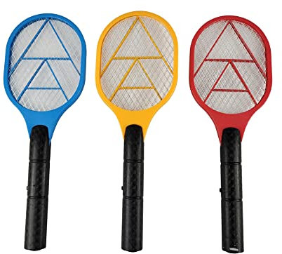 3er Set Elektrische Fliegenklatsche Fliegenfänger Batteriebetrieb Gelb Blau Rot