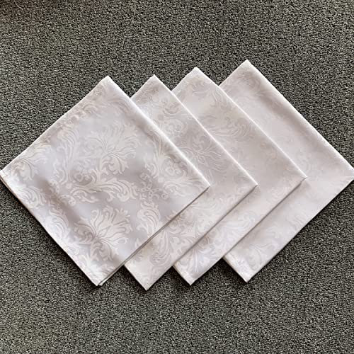 Weiße Stoffservietten, 50,8 x 50,8 cm, 4 Stück, waschbare Jacquard-Damast-Tischservietten für Küche, Esszimmer, Party, Hochzeit, Urlaub (quadratisch, 50,8 x 50,8 cm, 4 Stück/Packungen)