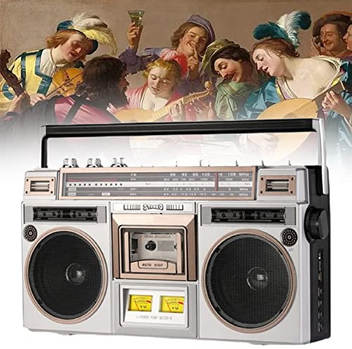 XDLYWUZIQ Kassetten-Boombox, Radio-Kassettenrekorder, AM/FM-Radio, kabelloses Streaming, USB/Micro-SD-Steckplätze, Boombox mit CD und Kassettenspieler Bluetooth