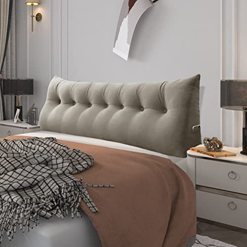BNCKTRD Kopfende Großes Rückenkissen Bequemes Lesekissen und Rückenteil im Bett Rückenlehne Kopfkissen Langes XXL Kissen für Sofa, Couch, Wandkissen Polster Samt Beige 200cm