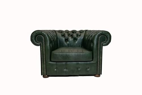 Chesterfield Sessel Class Leder | 2 bis 4 Wochen Lieferzeit (Cloudy Grün)