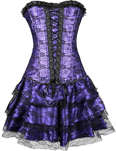 Korsett Kleid Corsagenkleid Corsage Vollbrust Kostüme Damen Burlesque Rock Moulin Rouge Gothic Corsagenkleid Korsett Spitenrock Übergrößen Halloween Corsage Rock Tüll Tutu