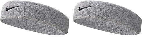 Nike Unisex Erwachsene Swoosh Headband Stirnband, Grau (Grey Heather/Black), Einheitsgröße EU (Packung mit 2)