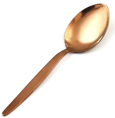 BNAZIND Kunz Spoons - Cucharas de cocina de acero inoxidable 18/10 de titanio brillante de oro rosa - Cucharas chapadas de 9 pulgadas - Cucharas de chef diarias - Cuchara quenelle - Cuchara para