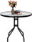 COSTWAY Table de Jardin Ronde en Verre Trempé 70 CM, Table Basse de Patio avec Cadre en Métal Robuste et Trou pour Parasol, Table à Manger d'Extérieur pour Jardin Balcon Cour, Noir