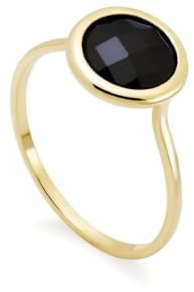 14-karätiger Gold-Onyx-Ring für Damen – natürlicher schwarzer Edelstein, stapelbarer Ring, Geburtstagsgeschenk, KYKLOS-Kollektion (Onyx)