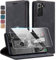 Premium Leder Flip Hülle für Samsung Galaxy S21 5G – [Inklusive kratzfestem Displayschutz] – 360° Rundum-Schutz mit Kartenfächern, Magnetverschluss & Standfunktion (Schwarz, Samsung Galaxy S21)