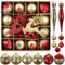 Kssvzz 40Pcs Bolas de Navidad, Juego de Bolas Arbol de Navidad Colgantes Decorativas, Plástico Inastillable Bolas Navidad Rojas y Dorados para Adornos Navidad, Boda, Fiesta Cumpleaños