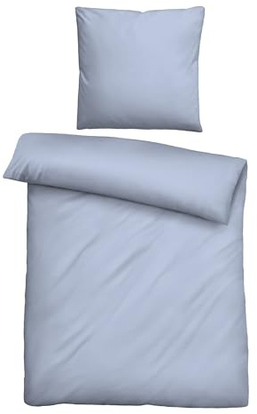biberna Premium Tencel Bettwäsche Garnitur 135x200 cm blau | 100% Lyocell | pflegeleicht, weich, glatt, temperaturregulierend | Reißverschluss | Sommerbettwäsche aus Eukalyptus | Uni | Modell 0470500