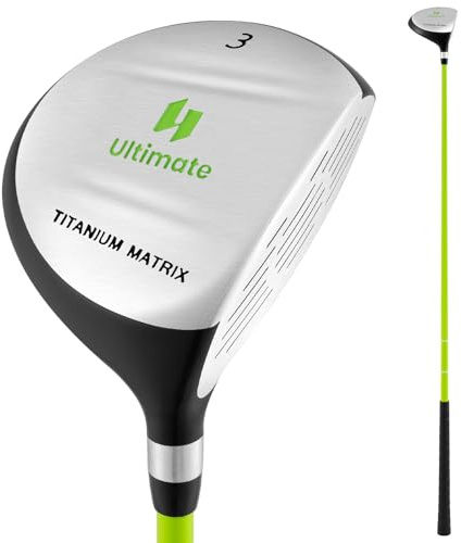 Tangkula 165CC Junior #3 Fairway Wood for Kids, Individual Gold Club for Boys and Girls with Fiberglass Shaft and Head Cover, Junior Practice Golf Club, Right Hand, 34 Inch, Ages 8-10 (Green)