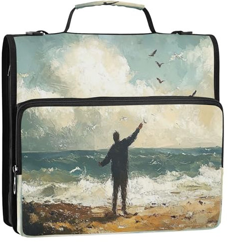 Beach Man Wave Blue Zipper Binders, Mead Binder, Zip Up Binders 3 Ring