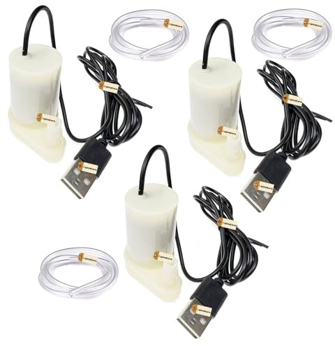 Lsgoodcare 3Pcs USB Mini Submersible Pump Micro Water Pump 3V DC Portable Water Pump with 3Pcs Water Pipe for Plant Flower Watering
