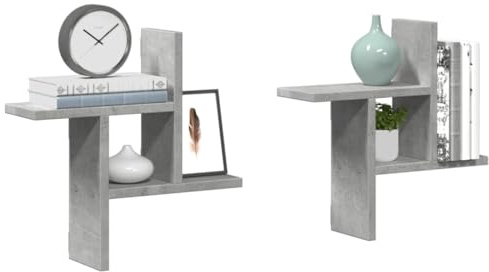 SKTQYQO Mensole a Muro 2pz Grigio Cemento 38x12x38 cm in Truciolato per Interni Moderni - Scaffali Pensili con Ampia Capacità di Carico, Ideali per Organizzazione e Decorazione della