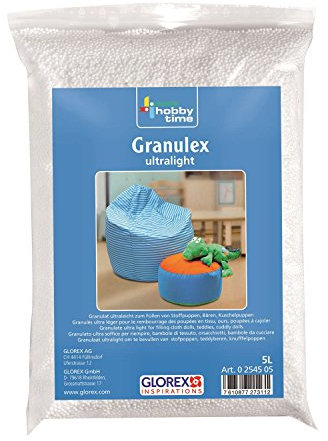 GLOREX 0 2545 05 - Granulex ultralight, 5 L, sehr leichter, geschäumter Füllstoff aus Mini Styroporkügelchen, zum Füllen von Kissen, Plüschtieren und Sitzsäcken, waschbar