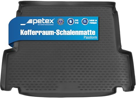 PETEX 3D Kofferraum Schalenmatte Passform für BMW 3er (E91) Touring ab 2005-08/2012, Kofferraumwanne in schwarz