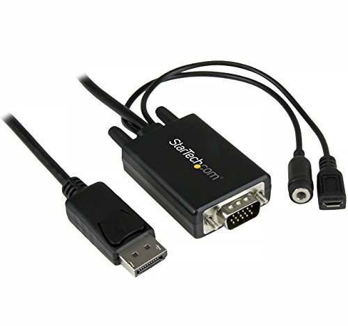StarTech.com DP2VGAAMM2M 6 ft 2 m DisplayPort to VGA Adapter Cable with Audio, DP to VGA Converter, 1920 x 1200