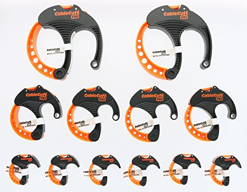 Cable Cuff PRO (12 Pack: 2 x Large 3 inches, 4 x Medium 2 inches, 6 x Small 1 inch Diameter) Adjustable, Reusable, Cable Ties Replace for Extension Cables or Electronics