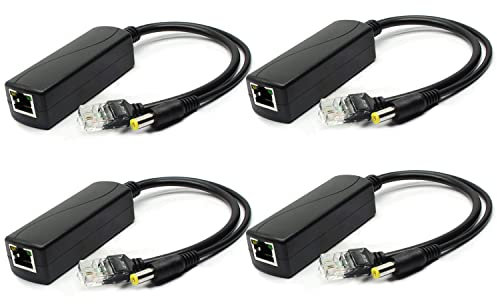 ANVISION 4-Pack 12V PoE Splitter, IEEE 802.3af Compliant, for IP Camera AP Voip Phone and more