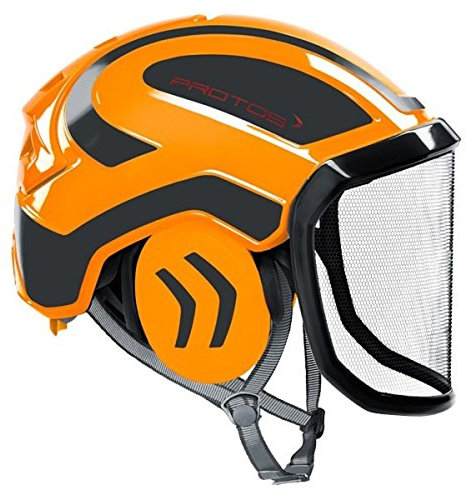 Protos Sicherheitshelm Integral Arborist feines Visier, Farbe: Orange/Grau