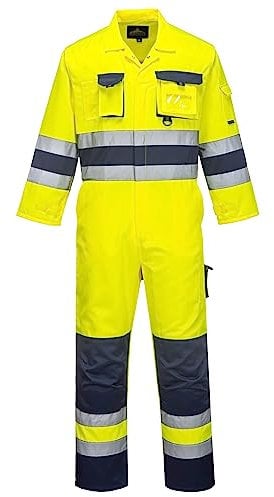 Portwest TX55 Uomo Nantes Tuta da Lavoro Alta Visibilità Riflettente Tuta di Sicurezza Classe 3 Giallo/Navy, M