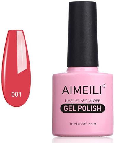 AIMEILI Red Gel Nail Polish Soak Off UV LED Gel Varnish - Tropix Tropical Punch (001) 10ml