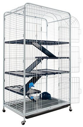Tyrol BigTower Käfig für kleine Tiere, blau/schwarz, 79 x 52 x 140 cm