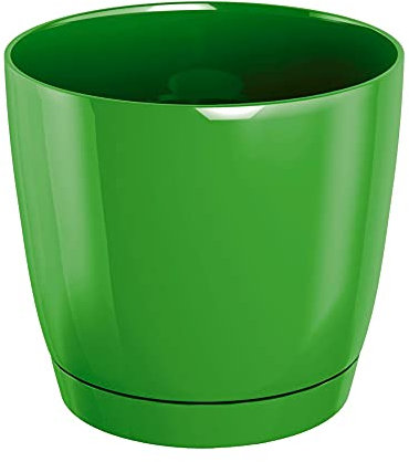 Pot de fleurs rond en plastique Coubi Round P en couleur vert olive 18 (L) x 18 (l) x 16,5 (H) cm