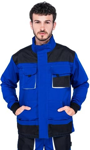 Arbeitsjacke männer, Arbeitsjacken herren, Schutzjacke mit vielen Taschen, Arbeitskleidung männer Größen S-XXXL, Qualität (L, Blau)