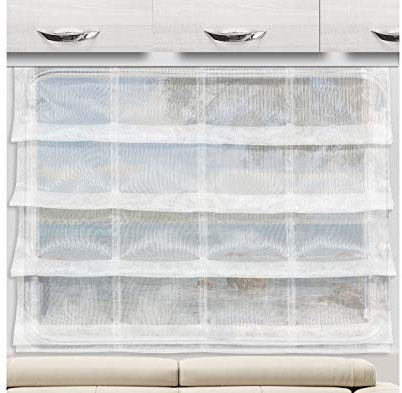 SeGaTeX home fashion Raffrollo Raffstore MAILIN Sekt 56 cm hoch | 3 Feste Falten | Fertiggardine für Caravan Wohnwagen | incl. PVC Flachprofil