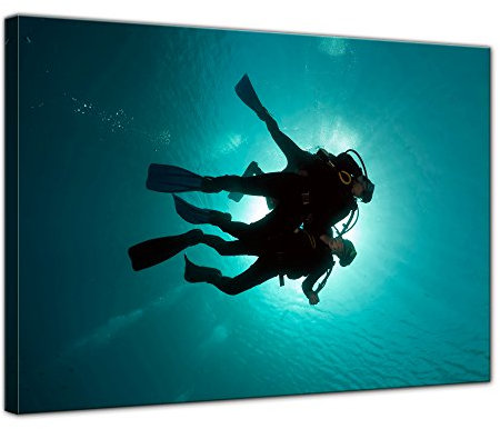 Wandbild Taucher im Roten Meer - 60x50 cm Bilder als Leinwanddruck Fotoleinwand Urlaub, Sonne & Meer Ägypten - Tauchsport im Roten Meer