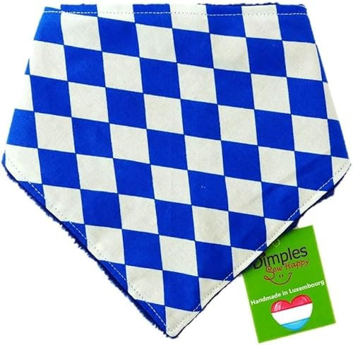 Dimples Hundehalstuch - Bayern Raute Weiß Blau Tracht Oktoberfest - Halstuch für Kleine, Mittlere und Große Hunde, Welpen und Katzen - Besitzer Geschenk - Handgemachtes Accessoire 25cm