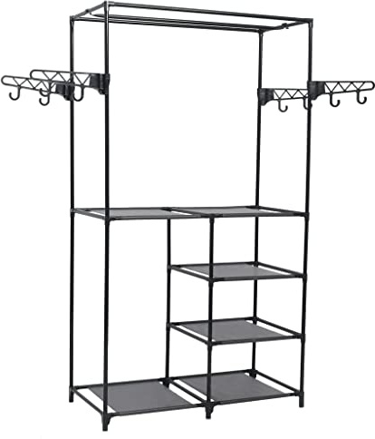 vidaXL Kleiderständer Stahl und Vliesstoff 87x44x158 cm Schwarz