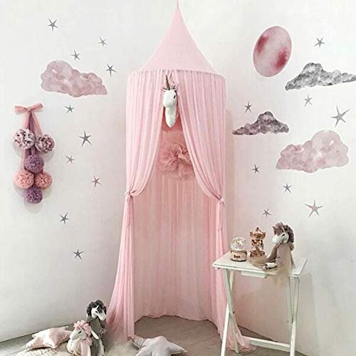 Shyneer Betthimmel für Kinder, Bettdecken für Kinder, Seiden-Moskitonetz, Lesezelt für den Außenbereich, für Babys im Innenbereich, Dekoration von Zimmern und Betten (Rosa)