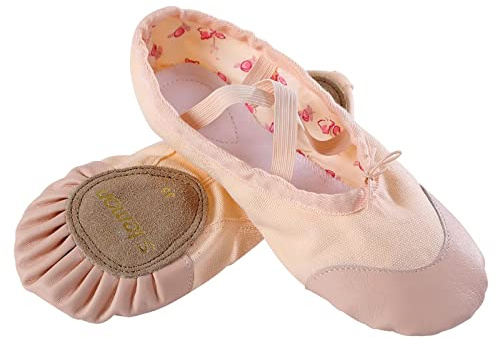s.lemon Girls Ballet Shoe Leather Toe Ballet Slipper Ballerina Dance Flats Gymnastic Shoe PT (35 EU)