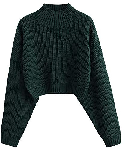 ZAFUL - Maglione da donna a collo alto, a maniche lunghe, corto, felpa A-verde S