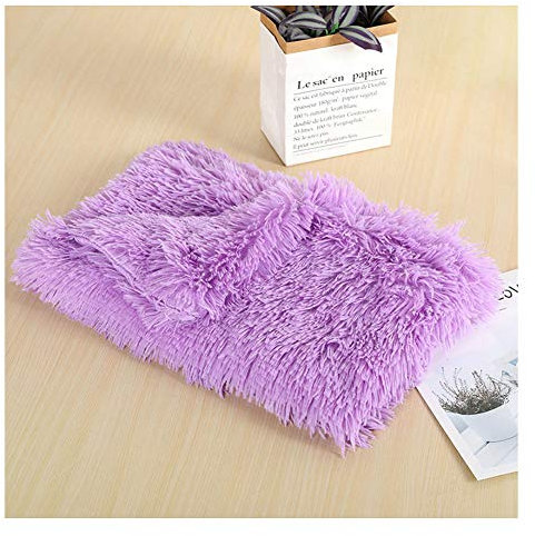 YAOTT Super Warme Weiches Hundedecke Waschbar Plüsch Hundematt Haustierdecke Leicht zu Tragen für Kleine Mittlere Hunde Welpen Weiche Warme Matte Decke Lila 100×75CM