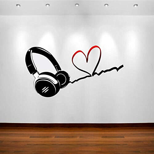 Wandtattoo Liebe Musik DJ Kopfhörer Wandkunst Aufkleber Aufkleber Wandbild Transfer Druck nach Hause
