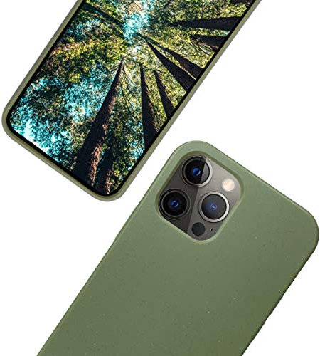 eplanita Bio iPhone 12 Pro Max Hülle, Pflanzenfaser, Fallschutz Cover, Langlebig und Nachhaltig (Khaki, iPhone 12 Pro Max)