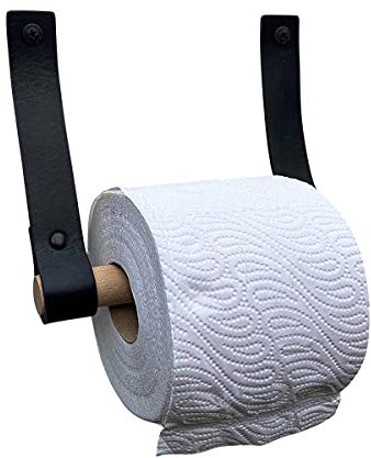 Brute Strength - Leder Toilettenpapierhalter - Schwarz - 2 Stücke - 100% Vollnarbenleder Toilettenpapierhalter - WC-Rollenhalter hängend