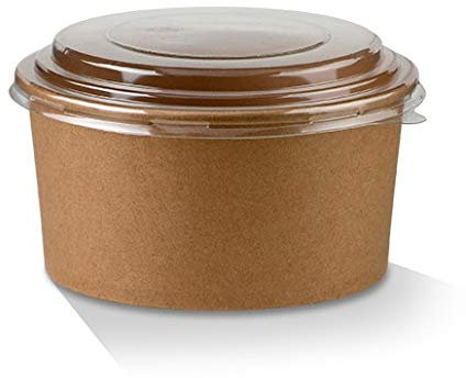 50 x 32 Kraft Salad Bowls [32oz, 1000ml, 50 pcs] Ice Cream Container, Brown Takeaway Paper Bowl with Lids, Cardboard Round Deli Tubs Lids Heavy Duty…